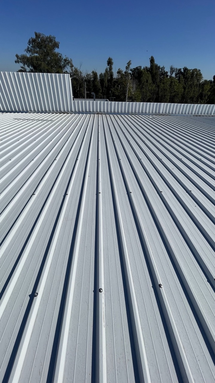 Metal panel roof commercial building